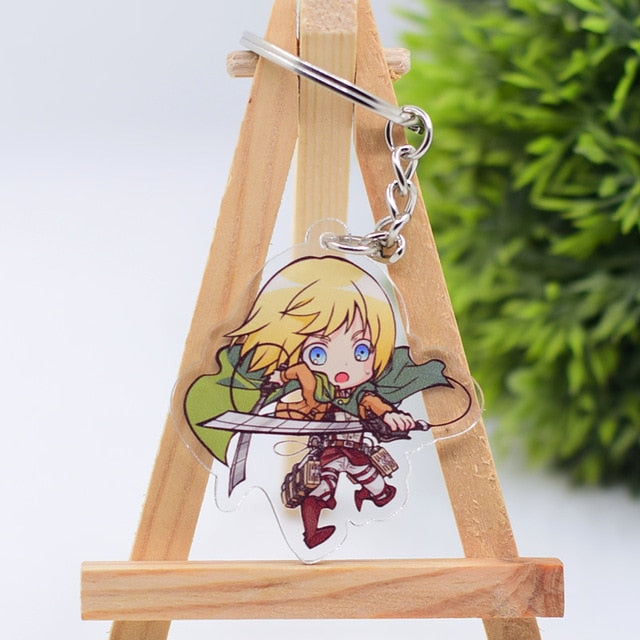 2019 Attack on Titan Keychain Double Sided Acrylic Key Chain Pendant Anime Accessories Cartoon Key Ring