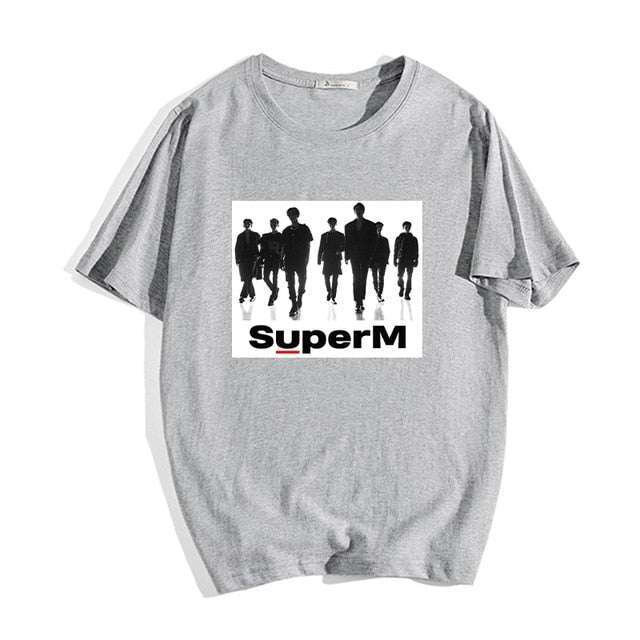 90s Tee Tops Shirt Kpop SuperM T Shirt Cotton Graphic Tees Women Tshirt Summer Short Sleeve