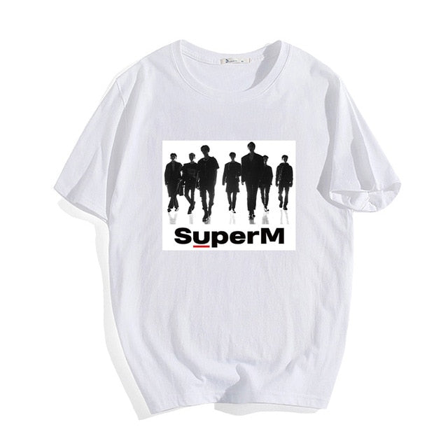 90s Tee Tops Shirt Kpop SuperM T Shirt Cotton Graphic Tees Women Tshirt Summer Short Sleeve