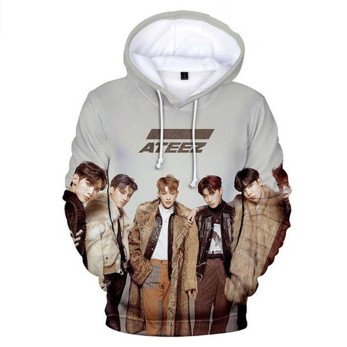 K POP KPOP K-POP ATEEZ Album Women/Men Hoodies Sweatshirts 3D Printed Korean Fashion Long Sleeve Fleece Hooded Jacket Tracksuit