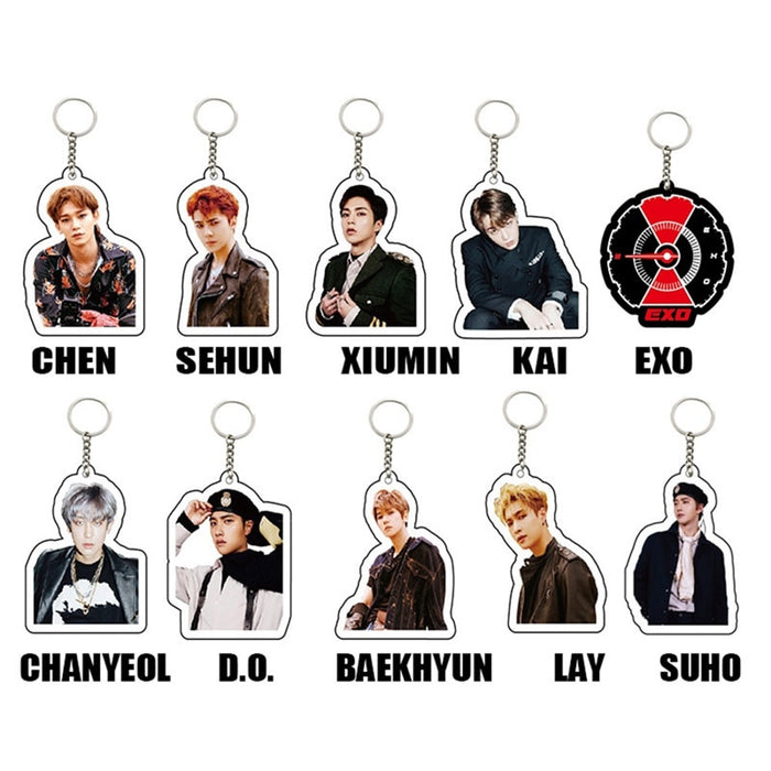 KPOP EXO Keychain 5th Album Don't Mess Up My Tempo Chains Keyring Accessories Acrylic Key Ring Jewelry Gift for Women Men