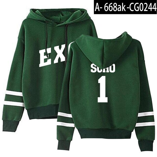 Kpop EXO Sweatshirt Women Chanyeol Casual Tracksuit Loose Hoodie Sweatshirt Korean Style Loose Sweatshirts Soft Simple