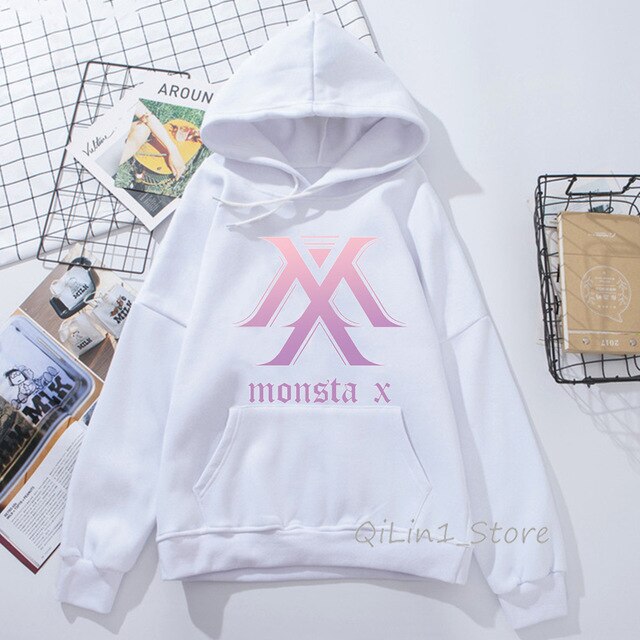 Monsta X hoodie Women Men Wanna One Sweatshirt Kpop clothes Fans Fleece Hooded Tracksuit punk Pullover oversize streetwear