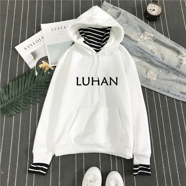 New Fashion EXO Korean Style Sweatshirt for Women Exo Kpop Clothes Casual Hoodies Letter Printed  Fleece Pullover Hooded