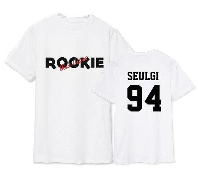 Red Velvet mini 4th album rookie member name printing o neck short sleeve t shirt k-pop men women summer t-shirt