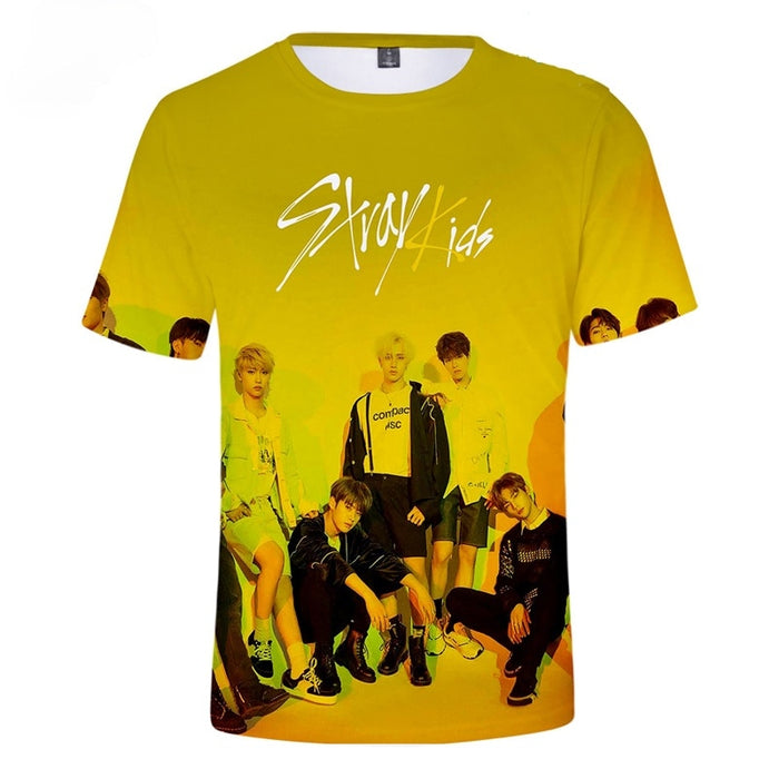 Stray Kids 3d T Shirt Women/men Kpop Album Yellow Wood StrayKids T-shirt Summer Hip Hop Casual T Shirts