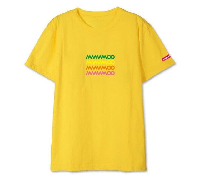 Mamamoo logo 3 colors printing o neck short sleeve t shirt