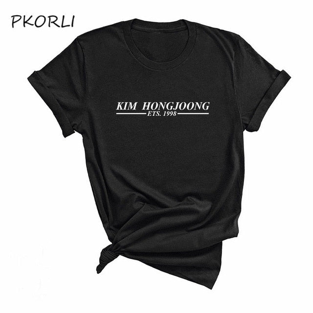 korean fashion kpop Ateez bias KIM HONGJOONG printed tshirt for women yong girl t-shirt fans gift clothes S-3XL