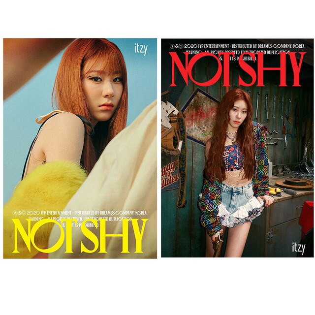 kpop 2pcs/set ITZY New Album Not Shy Clear  HD Printing Wall Banner Poster Stickers Yeji Lia Ryujin Chaeryeong Yuna Fans Gifts