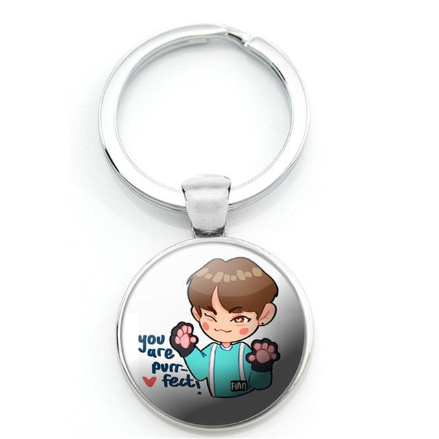 1 Pcs Kpop Stray Kids JISUNG HUYUNJIN JEONGIN CHAN Cartoon Cute Figure Key Ring Kawaii Photo Metal Keychain Bag Pendant