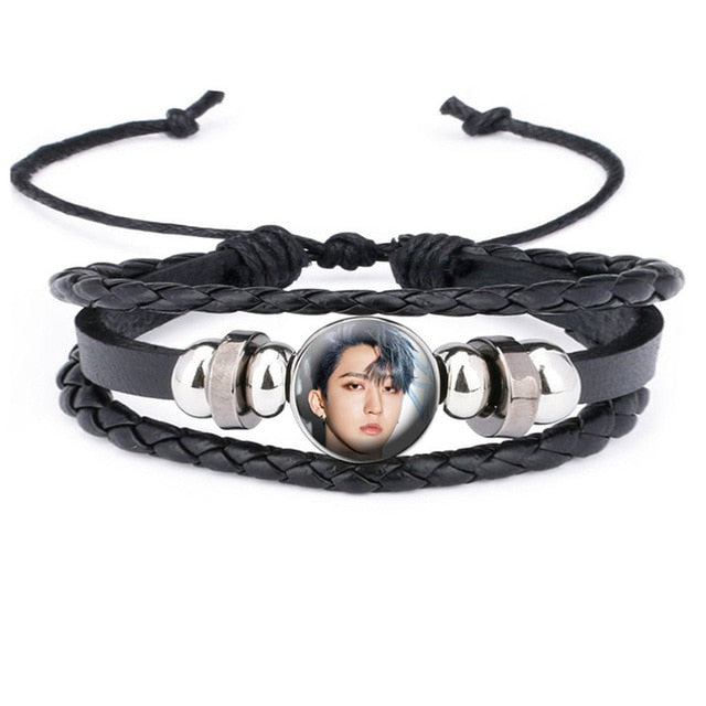 1 Pcs Kpop Stray Kids New Album GO Sheng CHANG BIN HYUN JIN FELIX LEE KNOW Hand-woven Leather Bracelet Around Accessories