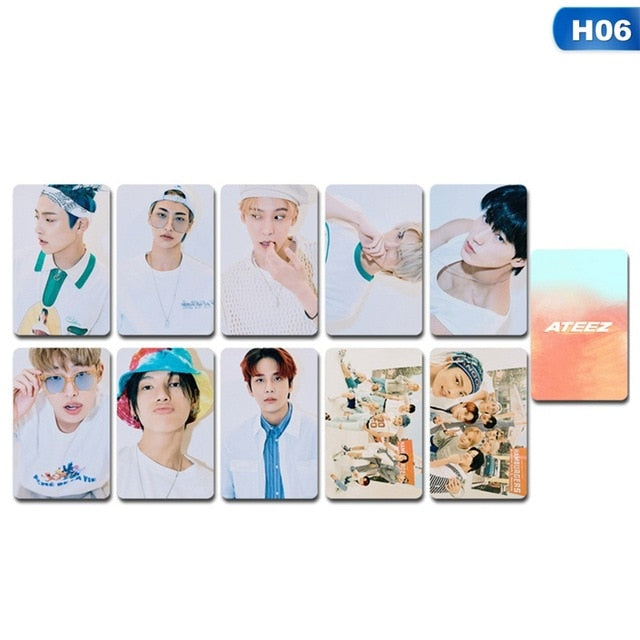10Pcs/Set Kpop ATEEZ Combination Series Four Peripheral Card Sets Self-Made Double-Sided Small Lomo Card Sets HD Films