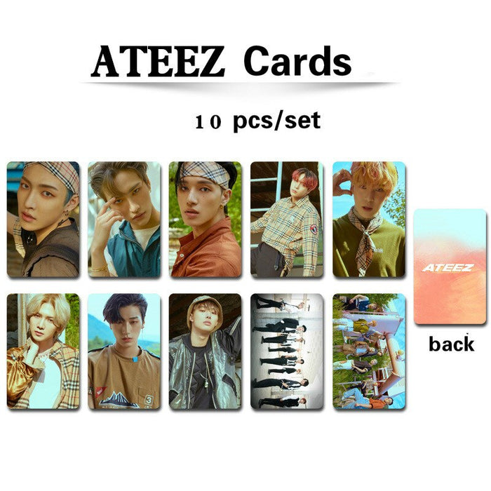 10pcs/set Kpop ATEEZ Photocard high quality LOMO CARD HD Self-Made Double-Sided print tectorial photo album cards