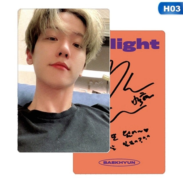 1PCS KPOP EXO BAEKHYUN SOLO 2nd Album DELIGHT LOMO Cards New Fashion Self Made Autograph Photo Card Photocards