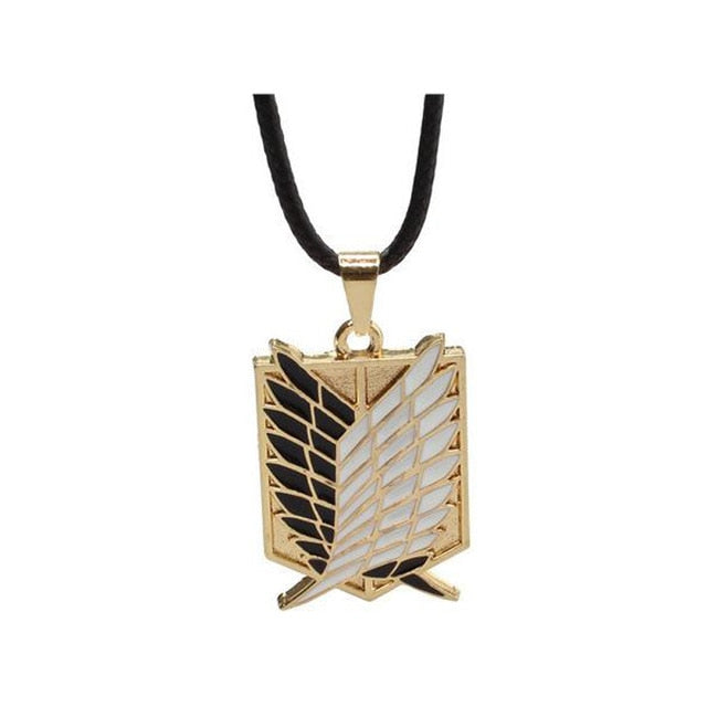 1pc Anime Attack on Titan Alloy Necklace Figure Toys Wings of Liberty Shingeki No Kyojin Leather Chain Gold Silver Pendant Gift