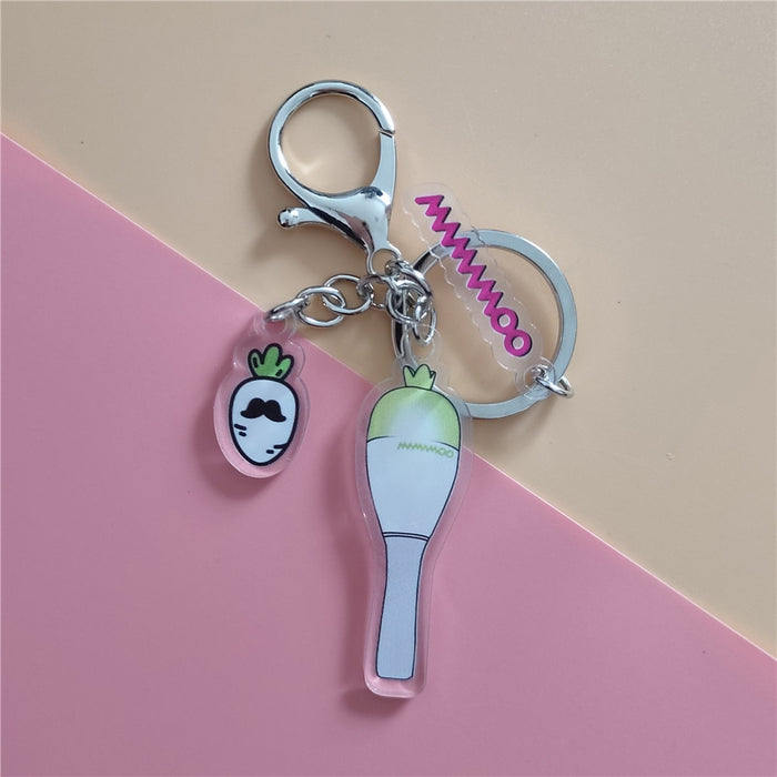 1pcs Kpop Mamamoo Mini Light stick Key Chain Acrylic Key Ring Pendant