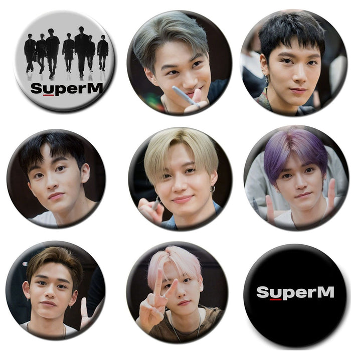 1pcs Kpop SUPERM Badge High quality HD K-pop SuperM brooch HD photo