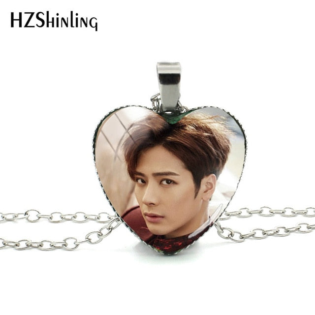 2018 New Got7 Heart Shaped Necklace Pendant Korea Kpop Fashion Murano Shaped Glass Heart Necklace