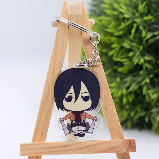 2019 Attack on Titan Keychain Double Sided Acrylic Key Chain Pendant Anime Accessories Cartoon Key Ring