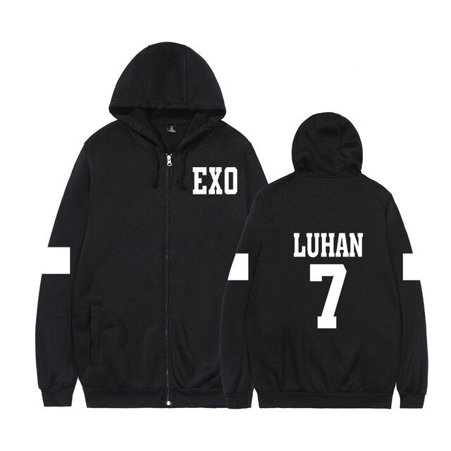 2021 KPOP Exo hoodie sweatshirt new style clothes Zip-up hoodies women casual sweatshirt TAO CHEN SUHO SEHUN XIUMIN