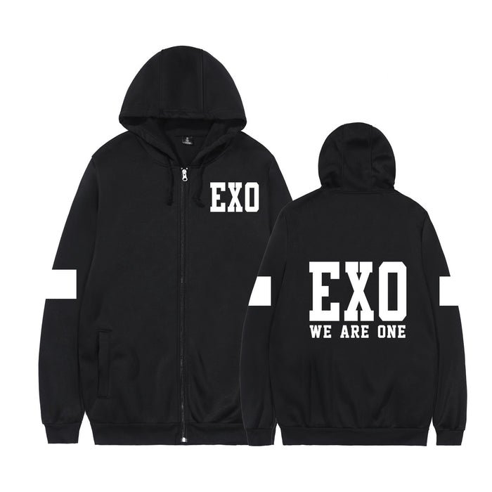 2021 KPOP Exo hoodie sweatshirt new style clothes Zip-up hoodies women casual sweatshirt TAO CHEN SUHO SEHUN XIUMIN
