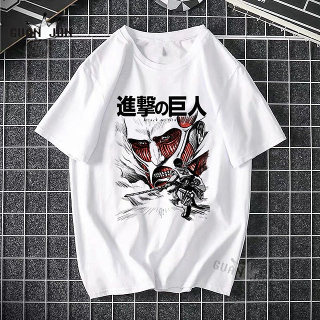 2020 Anime Attack On Titan T Shirts Tees Shirt Tops Design Cotton Black Short-Sleeved Aesthetic Japanese Anime T Shirt