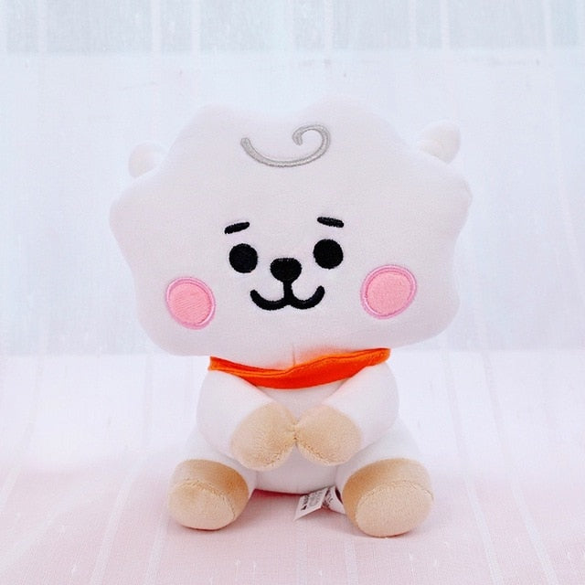 22cm Cartoon Animal Bangtan Boy Plush Toy KPOP Star Group Bt21 Soft Stuffed Pillow Dolls Cute Neck Pillow Toy Christmas Gift