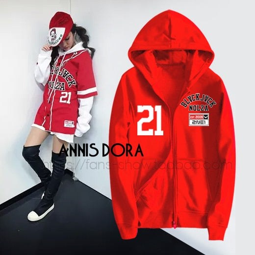 2NE1 Black Jack 21 NOLZA CL Bom Park Concert  same  style red Zip hoodie