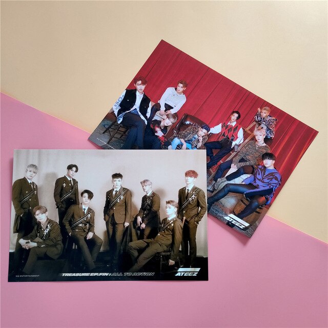 2pcs/set Kpop ATEEZ poster stickers 21*30cm self-adhesive Photo Album WONDERLAND hanging painting K-pop Ateez photo poster
