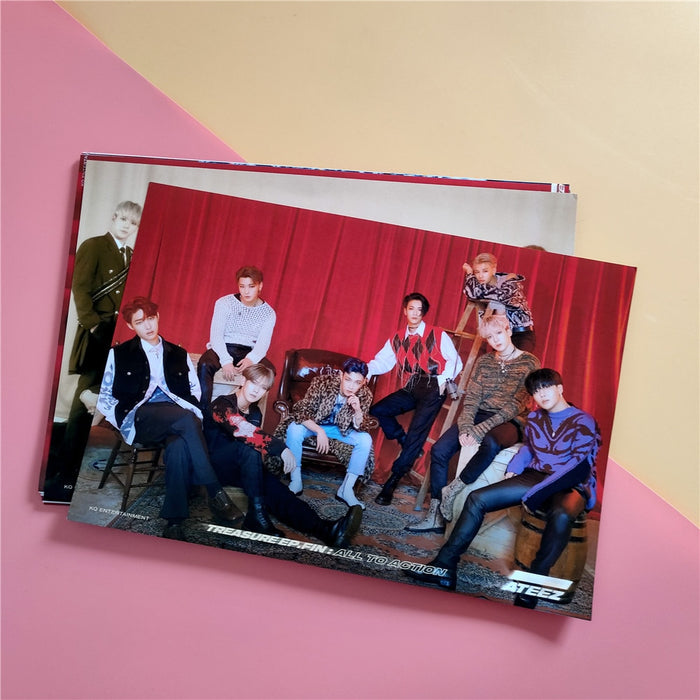 2pcs/set Kpop ATEEZ poster stickers 21*30cm self-adhesive Photo Album WONDERLAND hanging painting K-pop Ateez photo poster