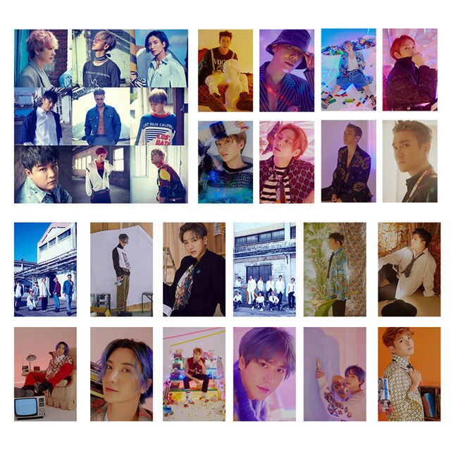 30 Pcs / Set Kpop SUPER JUNIOR AB6IX Flying NU'EST SJ Stray Kids Group New Album Photo PVC Cards Self Made LOMO Card Photocard