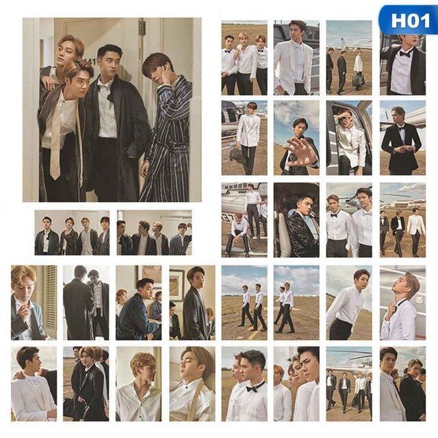 30pcs/set KPOP EXO Hawaii Photobook Album Self Made Paper Lomo Card Photo Card Poster Photocard For Fans Collective Gift