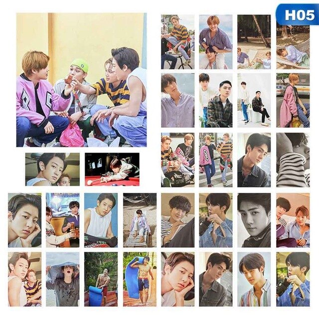 30pcs/set KPOP EXO Hawaii Photobook Album Self Made Paper Lomo Card Photo Card Poster Photocard For Fans Collective Gift