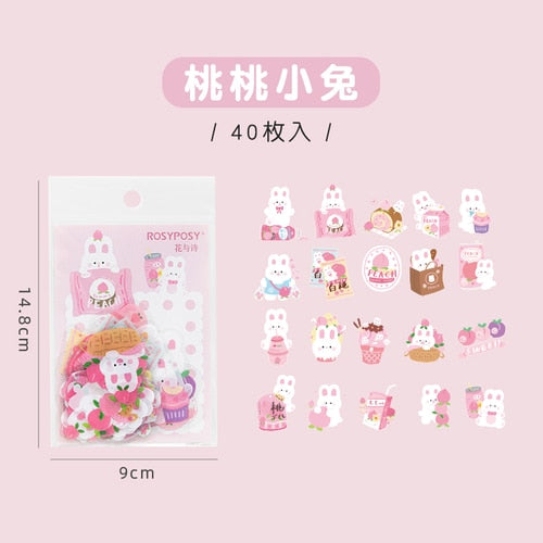 40 pcs/lot Cute planet rabbit bear Decorative Stickers Scrapbooking Stick Label Diary Stationery Album Kawaii Party dog sticker