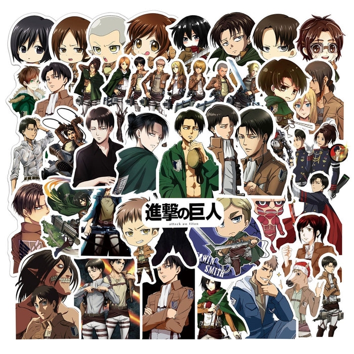 50 100pcs/Pack Japan Anime Sticker Anime Attack On Titan Stickers aesthetic Laptop Bicycle Guitar Skateboard Waterproof stikers