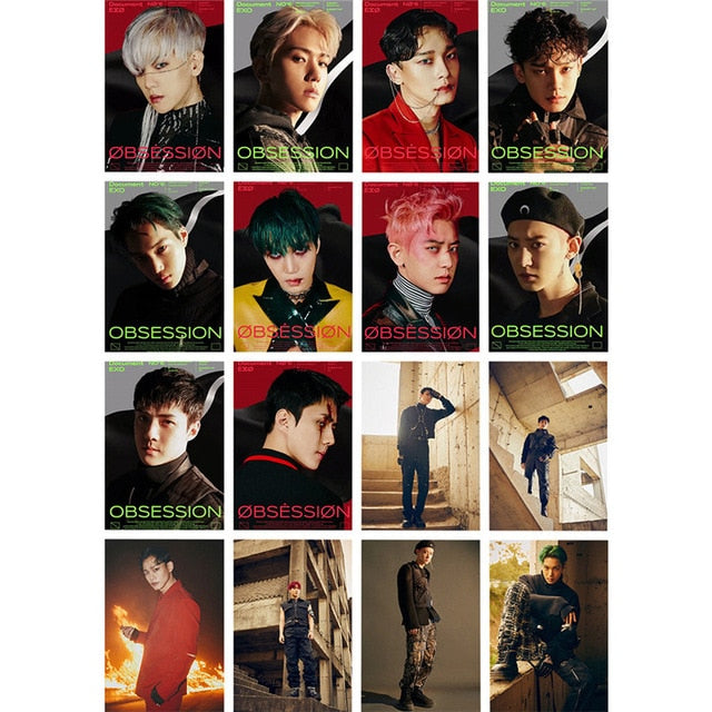 54 Pcs / Set Kpop EXO Album Self Made Paper Lomo Card Photo Card Poster Photocard Fans Gift Collection Stationery Set