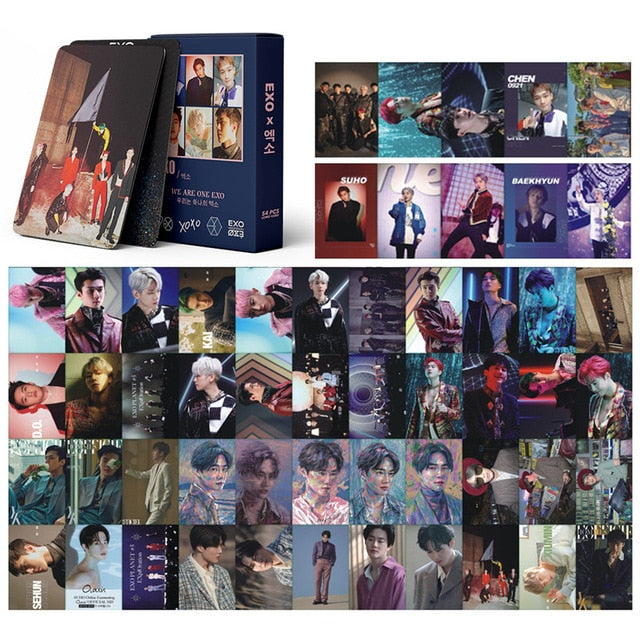 54 Pcs / Set Kpop EXO Album Self Made Paper Lomo Card Photo Card Poster Photocard Fans Gift Collection Stationery Set