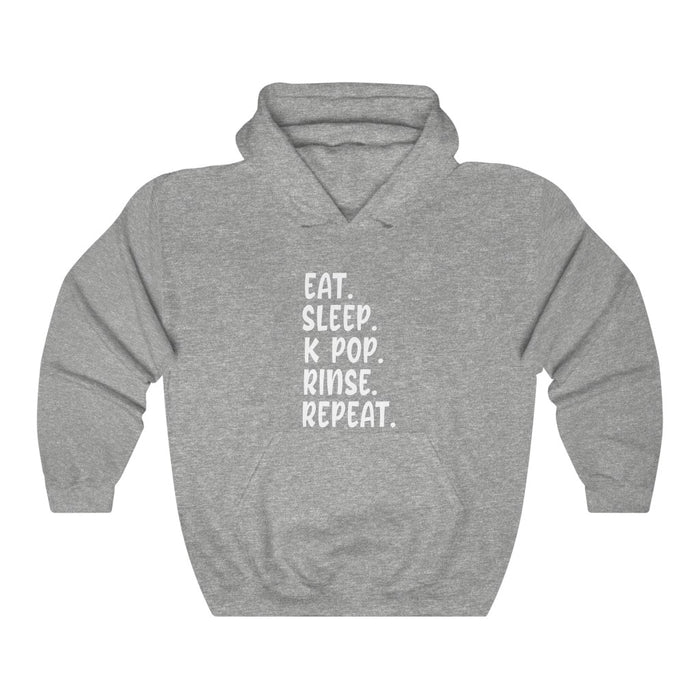Eat Sleep K Pop Rinse Repeat  Hoodie - Trendy Winter Kpop Hoodies - Kpop Hooded Sweater