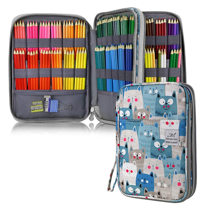 96/192 Holes Cat Pencil Case School for Girls Boys Large Capacity Cartridge Supplies Cute Kawaii Pen Bag Big Stationery Box Kit