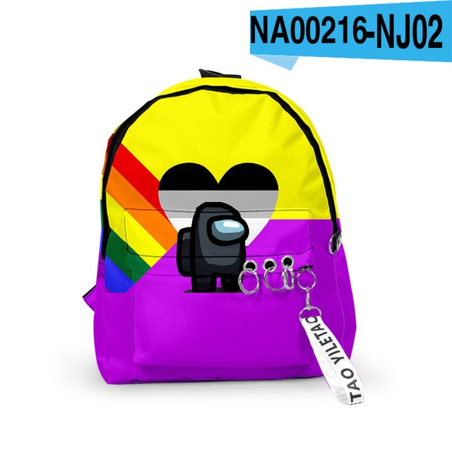 Among Us Backpacks Small Bags Unisex Candy Colors 3D Oxford Waterproof Key Chain Accessories Cute Kawaii Boys Girls School Bags