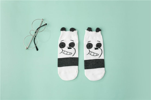 BT21 Women Cotton Cute Japanese Style Panda Bear Love Printed for Girls
