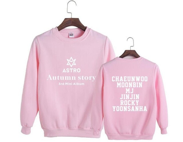 Astro autumn story album same member name printing o neck pullover hoodies kpop k-pop fashion unisex loose sweatshirt