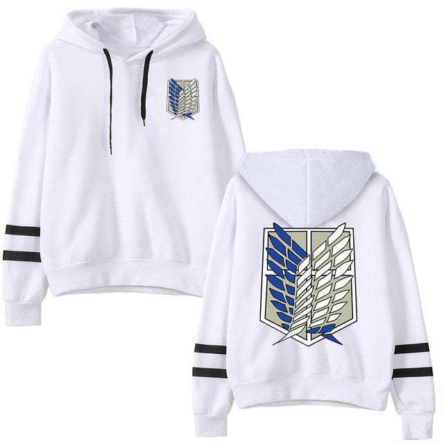 Attack on Titan Long Sleeved Striped Hooded Sweatshirt Pullover Tops Harajuku