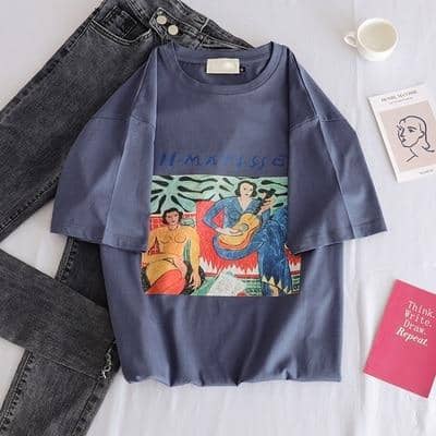 Kpopshop Originals - T-shirts Rainbow Striped Soft Loose Embroidery T-shirt  (16) - Kpopshop