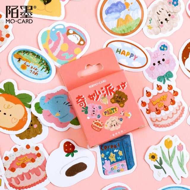 Cute cat Label Kawaii Diary Handmade Adhesive Paper Flake Japan Vintage box mini Sticker Scrapbooking  Stationery