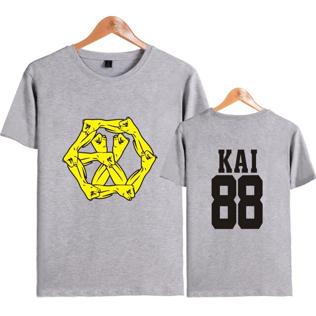 EXO EXO-M EXO-K Member Name print tee Shirt Summer Short Sleeve Tees fashion EXO T-shirt Cotton Fashion tees