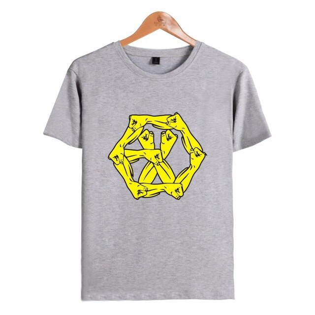 EXO EXO-M EXO-K Member Name print tee Shirt Summer Short Sleeve Tees fashion EXO T-shirt Cotton Fashion tees