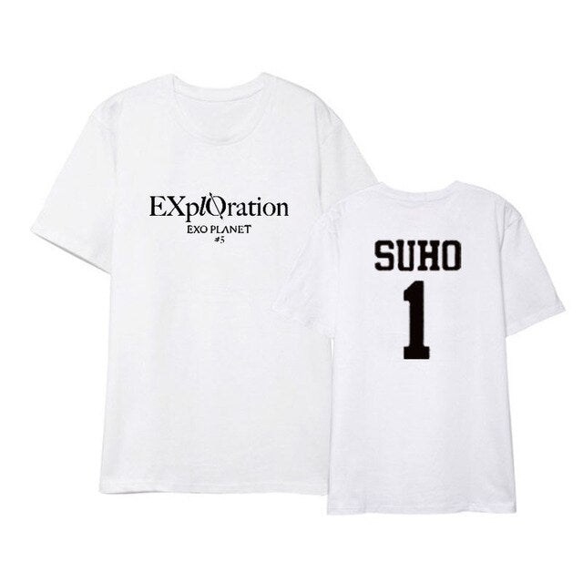 EXO Kpop Five tour concert EXplOration same TShirt Women Loose Casual Short Sleeve Tee Shirt korean Tops