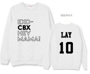 Exo cbx hey mama member name printing o neck pullover thin sweatshirt