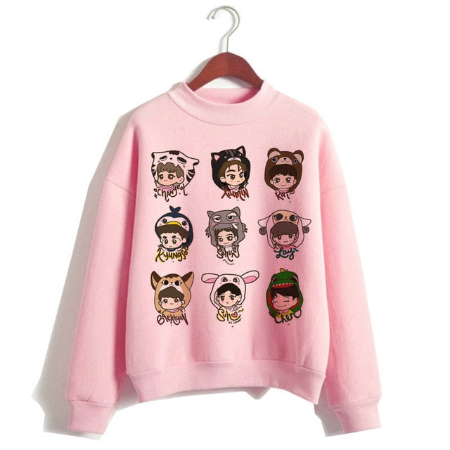 Exo hoodie women korean style hip hop clothes Sweatshirt cartoon streetwear female Casual print hooded Pullover